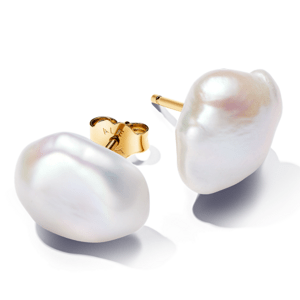 PANDORA pozlátené náušnice s perlami 263309C01