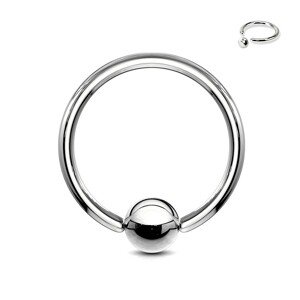 Oceľový piercing - krúžok a gulička striebornej farby, hrúbka 1,6 mm - Rozmer: 1,6 mm x 13 mm x 4 mm