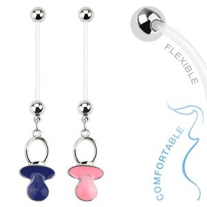 Piercing do bruška z bioflexu pre tehotné ženy, farebný cumlík - Farba piercing: Modrá