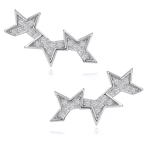 Náušnice zo striebra 925 - segmenty hviezdy s čírymi zirkónmi, puzetky