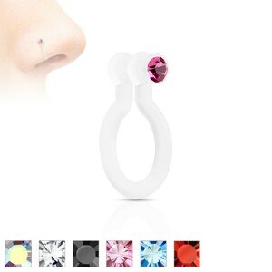 Fake piercing do nosa z Bioflexu, trblietavý zirkónik, rôzne farby - Farba zirkónu: Dúhová - AB