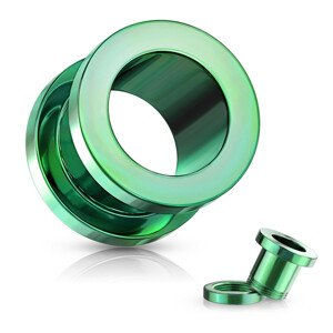 Tunel do ucha z 316L ocele - lesklý povrch zelenej farby, PVD povrchová úprava - Hrúbka: 8 mm