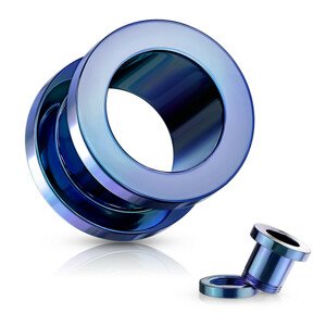 Tunel do ucha z 316L ocele - lesklý povrch modrej farby, PVD povrchová úprava - Hrúbka: 2,5 mm