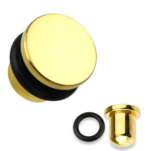 Plug do ucha z ocele 316L v zlatej farbe, čierna gumička, rôzne hrúbky - Hrúbka: 1,6 mm