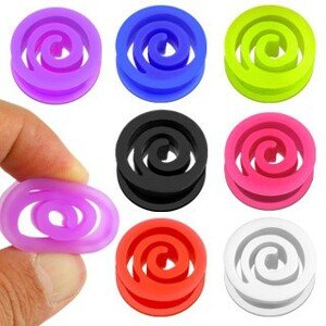Plug do ucha špirála z flexibilného materiálu, rôzne farby - Hrúbka: 14 mm, Farba piercing: Ružová