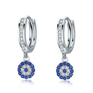 Linda's Jewelry Strieborné náušnice Kruhy Zirkón Circle Blue Ag 925/1000 IN049