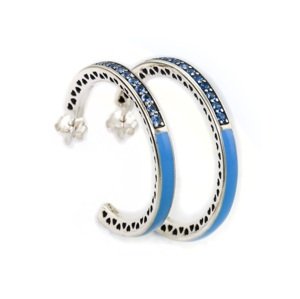 Linda's Jewelry Strieborné náušnice Love Blue Kruhy Modré zirkón Ag 925/1000 IN065