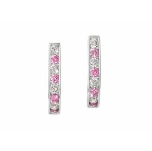 Linda's Jewelry Strieborné náušnice Kruhy Stredná Pink & Silver Zirkón Ag 925/1000 IN084