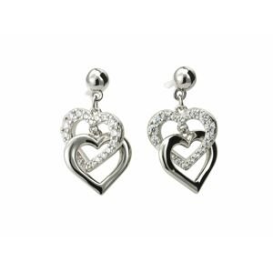Linda's Jewelry Strieborné náušnice Visiace Shiny Love Double Ag 925/1000 IN096