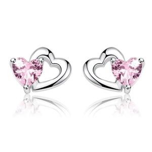 Linda's Jewelry Strieborné napichovacie náušnice Pink Love Ag 925/1000 IN150