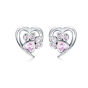 Linda's Jewelry Strieborné napichovacie náušnice Love Pets Pink Ag 925/1000 IN153