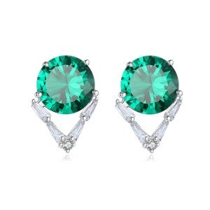 Linda's Jewelry Strieborné náušnice Green & Crystal Ag 925/1000 IN372