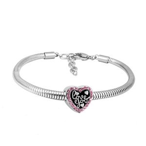 Linda's Jewelry Náramok Pink Crystal Love You chirurgická oceľ INR083