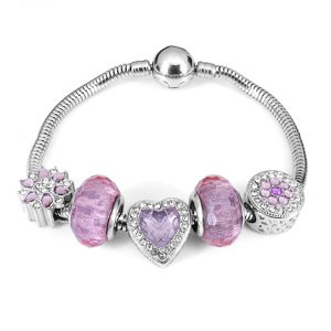 Linda's Jewelry Náramok s príveskami Candy Pink chirurgická oceľ INR093