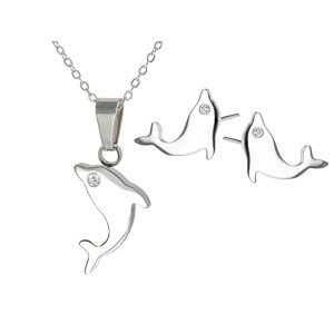 Linda's Jewelry Sada šperkov Delfíny chirurgická oceľ IS069