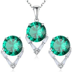 Linda's Jewelry Zvýhodnená sada šperkov Green & Crystal Ag 925/1000 IS094