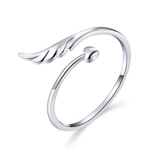 Klenoty Amber Strieborný prsteň srdca s anjelským krídlom - uni veľkosť