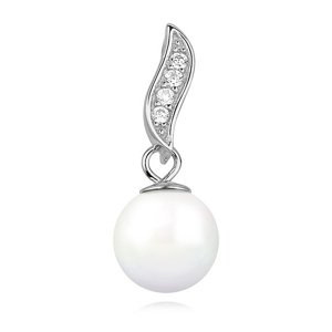 Klenoty Amber Strieborný prívesok - perla s čírym zirkónom
