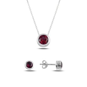 Klenoty Amber Strieborná sada šperkov kôstky červené - náušnice, náhrdelník