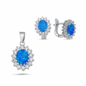 Luxusná sada šperkov s modrým opálom a zirkónmi Classy