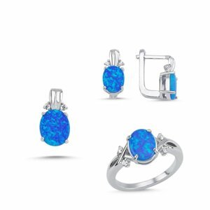 Luxusná sada šperkov s modrým opálom a zirkónmi Elite Veľkosť: 52